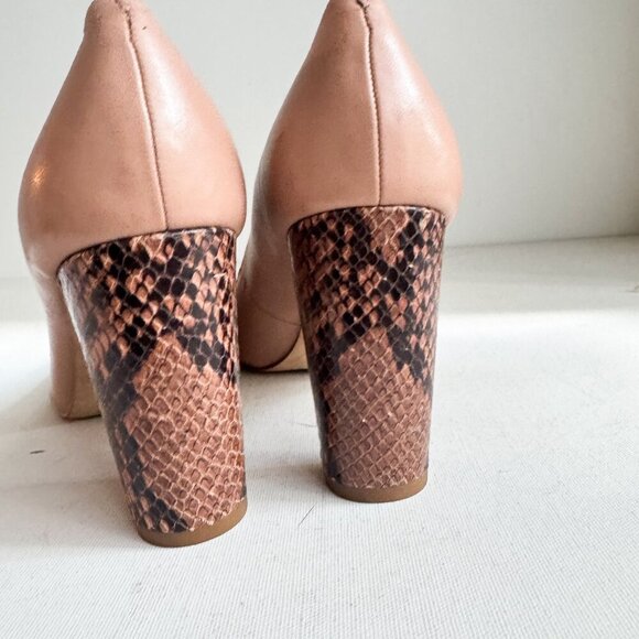 Ann Taylor Nude Beuge Snakeskin Block Heels 9M - Picture 2 of 7